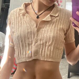 Princess Polly button up, beige top